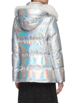 Back View - Click To Enlarge - YVES SALOMON ARMY - Fox trim hood holographic puffer jacket
