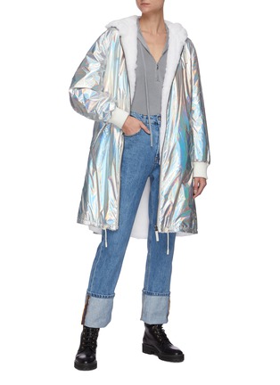 Figure View - Click To Enlarge - YVES SALOMON ARMY - Mink hood holographic coat