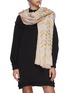 Figure View - Click To Enlarge - JANAVI - Metallic chevron embellished cashmere scarf