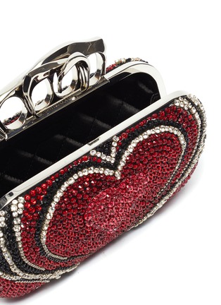 Detail View - Click To Enlarge - ALEXANDER MCQUEEN - Heart strass embellished four ring clutch