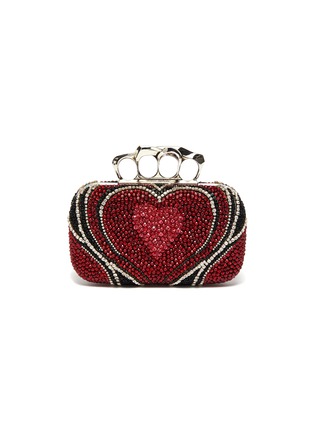 Main View - Click To Enlarge - ALEXANDER MCQUEEN - Heart strass embellished four ring clutch