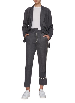 Figure View - Click To Enlarge - THE KEIJI - Pinstripe inside-out panel pants