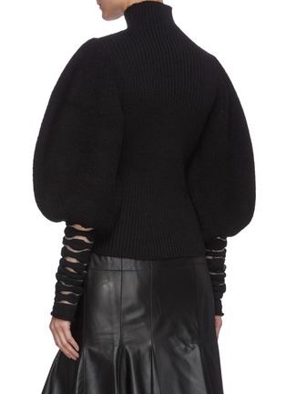 Back View - Click To Enlarge - LOEWE - Mesh cuff oversized sleeve rib knit sweater
