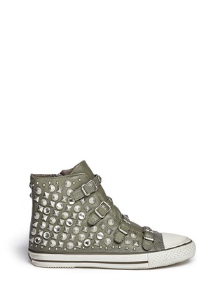 Main View - Click To Enlarge - ASH - 'Victim' strass and stud leather sneakers