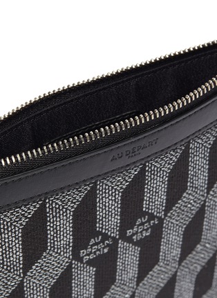 Detail View - Click To Enlarge - AU DÉPART - Geometric pattern leather trim medium pouch