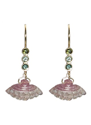 Main View - Click To Enlarge - TSURA - 'Lotus' multi-colour tourmaline 18k gold drop earrings