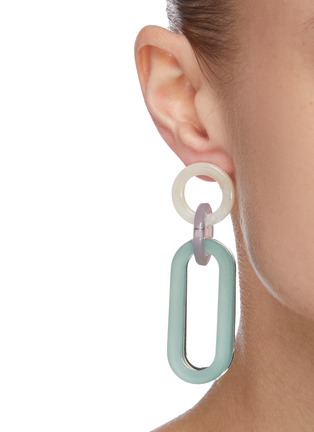 Figure View - Click To Enlarge - RACHEL COMEY - 'Sour' multi hoop oval acrylic earrings