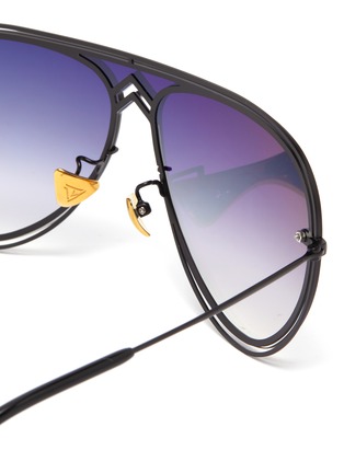 Detail View - Click To Enlarge - DONNIEYE - 'Peace' metal frame cutout aviator sunglasses