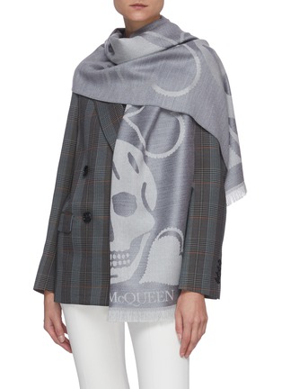 Figure View - Click To Enlarge - ALEXANDER MCQUEEN - Skull and Heart Wool Scarf
