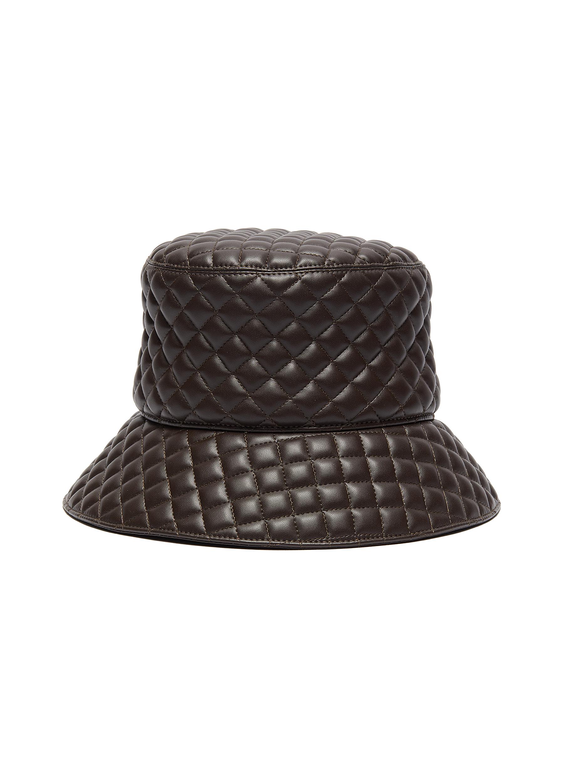 Eric Javits Quilty' Leather Bucket Hat In Brown