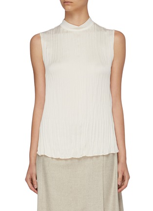 Main View - Click To Enlarge - VINCE - Mock neck sleeveless pleated top
