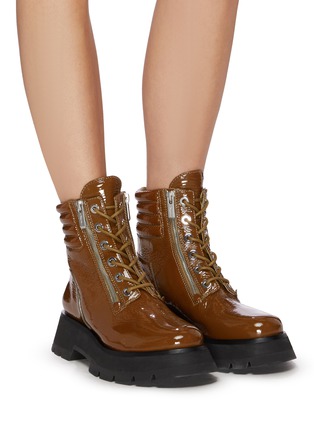 women's patent leather combat boots