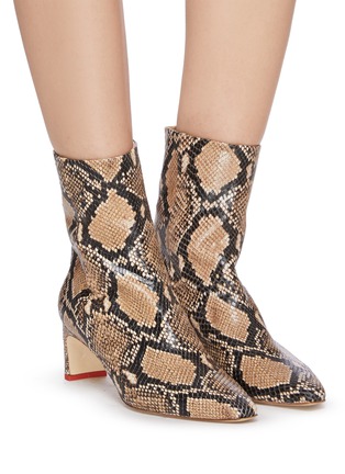 Figure View - Click To Enlarge - AEYDE - 'Ivy' thin block heel snake embossed leather ankle boots