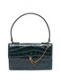 Main View - Click To Enlarge - STAUD - 'Jackie' linked chain embellished croc-embossed leather baguette bag