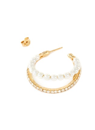 Detail View - Click To Enlarge - ROSANTICA - 'Nascondino' crystal pearl embellished hoop earrings