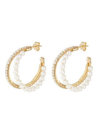 Main View - Click To Enlarge - ROSANTICA - 'Nascondino' crystal pearl embellished hoop earrings