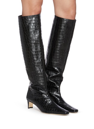 Figure View - Click To Enlarge - STAUD - 'WALLY' Croc Embossed leather Boots