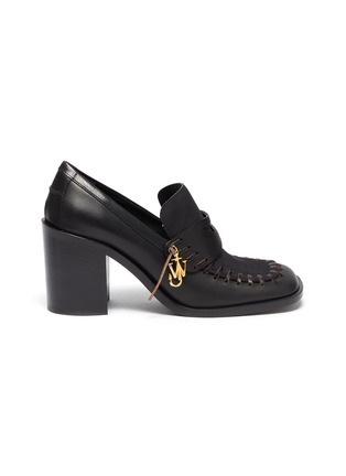 Main View - Click To Enlarge - JW ANDERSON - Square Toe Block Heel Loafers with Charm