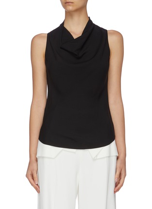Main View - Click To Enlarge - THEORY - Cowl neck curved hem sleeveless silk top