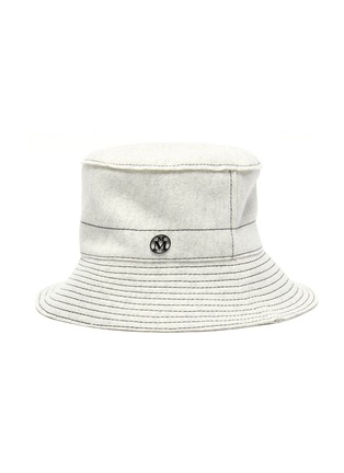Main View - Click To Enlarge - MAISON MICHEL - 'Angele' Logo Embellished Topstitch Wool Bucket Hat