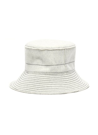 Figure View - Click To Enlarge - MAISON MICHEL - 'Angele' Logo Embellished Topstitch Wool Bucket Hat