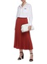 Figure View - Click To Enlarge - PRADA - Elastic waistband pleated twill midi skirt