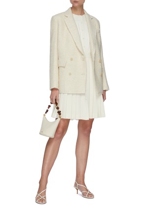 Figure View - Click To Enlarge - THEORY - Half Pleat Collarless Long Sleeve Shirt Dress