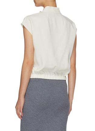 Back View - Click To Enlarge - THEORY - Button neck cap sleeve elastic hem top