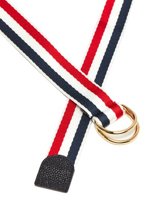 Detail View - Click To Enlarge - THOM BROWNE  - Tricolour webbing stripe D ring wool belt
