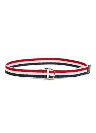 Main View - Click To Enlarge - THOM BROWNE  - Tricolour webbing stripe D ring wool belt