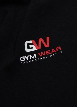 Detail View - Click To Enlarge - BALENCIAGA - 'Gym Wear' slogan print wrap dress