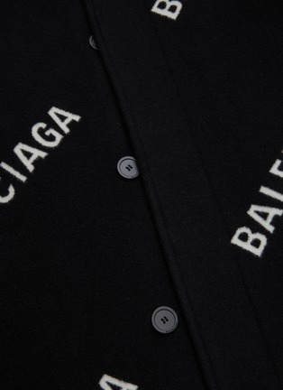 - BALENCIAGA - Logo jacquard wool A-shape coat