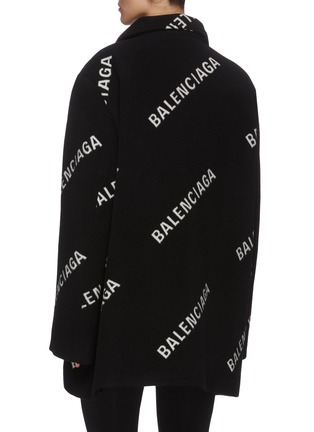 Back View - Click To Enlarge - BALENCIAGA - Logo jacquard wool A-shape coat