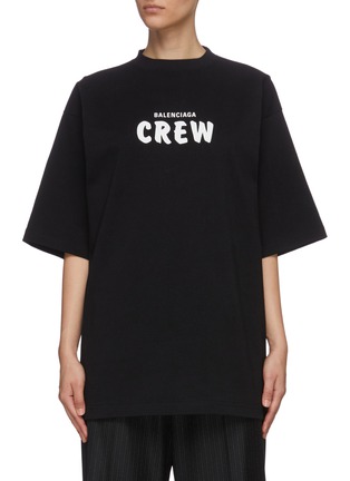 Main View - Click To Enlarge - BALENCIAGA - 'Crew' slogan print oversized T-shirt