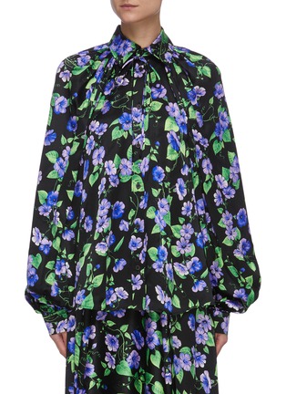 Main View - Click To Enlarge - BALENCIAGA - Floral print bell sleeve blouse