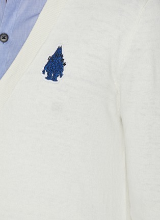  - DENHAM - Blue Blob Monster Embroidered Patch Cotton Wool Blend Cardigan