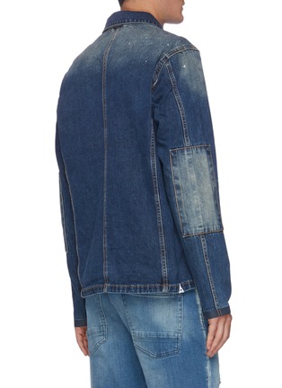 Back View - Click To Enlarge - DENHAM - Distressed Patchwork Denim Jacket