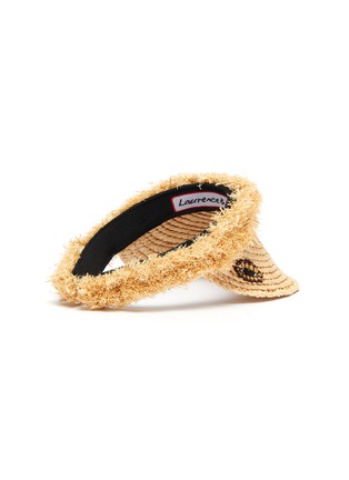 Figure View - Click To Enlarge - LAURENCE & CHICO - Eye embroidered patch pearl embellished tassel straw visor