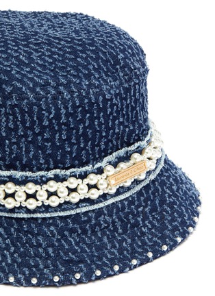 Detail View - Click To Enlarge - LAURENCE & CHICO - Pearl embellished small denim bucket hat
