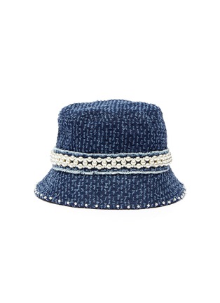 Main View - Click To Enlarge - LAURENCE & CHICO - Pearl embellished small denim bucket hat