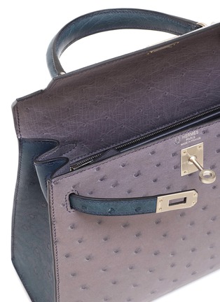 Detail View - Click To Enlarge - MAIA - Kelly Sellier 25cm Horseshoe Gris Agate and Blue de Malte ostrich leather bag