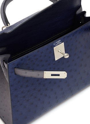 Detail View - Click To Enlarge - MAIA - Kelly Sellier Blue Malte and Gris Agate 28cm Ostrich leather bag