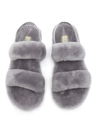Detail View - Click To Enlarge - UGG - 'Oh Yeah' Slingback Double Band Fur Platform Sandals