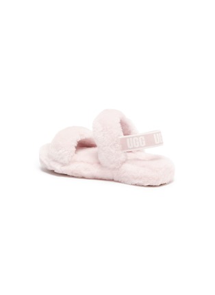 Detail View - Click To Enlarge - UGG - 'Oh Yeah' Kids Slingback Double Band Fur Platform Sandals