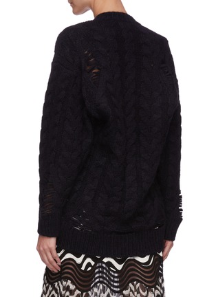 Back View - Click To Enlarge - STELLA MCCARTNEY - Distressed V-neck cable knit sweater