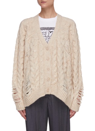 Main View - Click To Enlarge - STELLA MCCARTNEY - Distressed cable knit cardigan