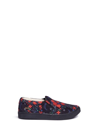 Main View - Click To Enlarge - AKID - 'Liv' floral print canvas kids slip-ons