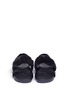 Front View - Click To Enlarge - FIGS BY FIGUEROA - 'Figulous' leather and fur hinged slingback sandals