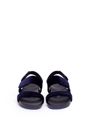Front View - Click To Enlarge - FIGS BY FIGUEROA - 'Figulous' velvet hinged slingback sandals