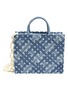 Main View - Click To Enlarge - LAURENCE & CHICO - Pearl chain lace denim trim square large tote